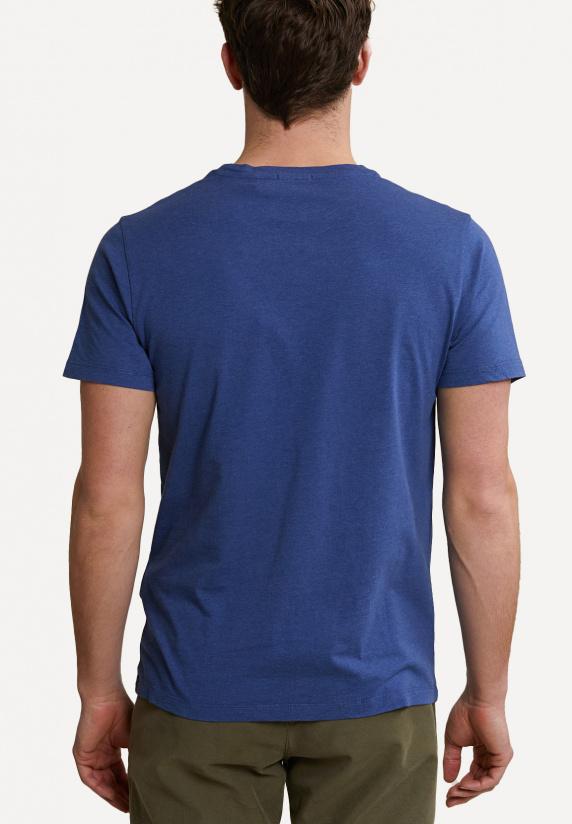 River Woods Custom Fit Pima Katoen T-shirt Borstzak Denim Melange