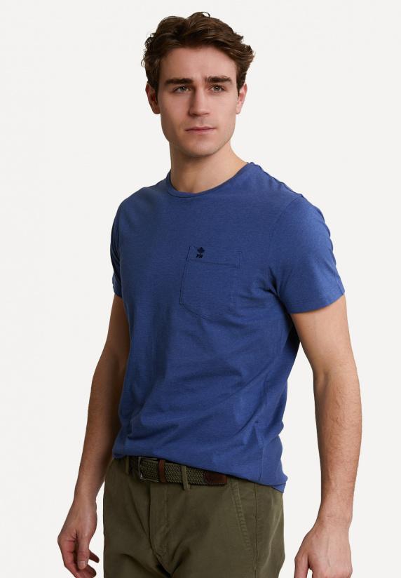 river woods Custom fit pima katoen T-shirt borstzak denim melange