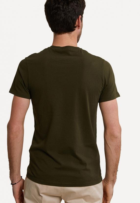 River Woods Custom Fit Pima Katoen T-shirt Borstzak Forest Mix