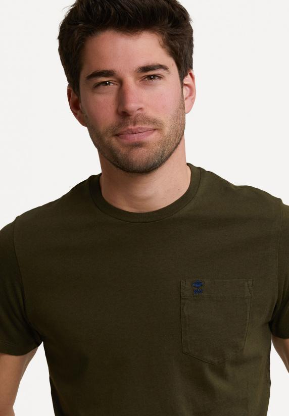 River Woods Custom Fit Pima Katoen T-shirt Borstzak Forest Mix