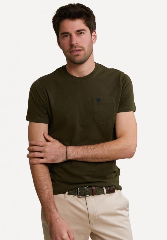 river woods Custom fit pima katoen T-shirt borstzak forest mix