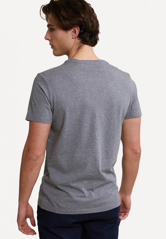 River Woods Custom Fit Pima Katoen T-shirt Borstzak Grey Mix