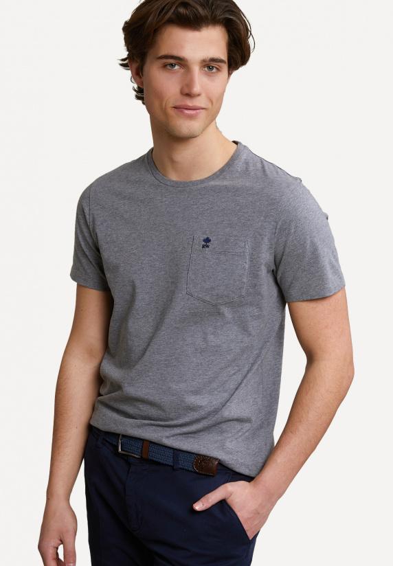 river woods Custom fit pima katoen T-shirt borstzak grey mix