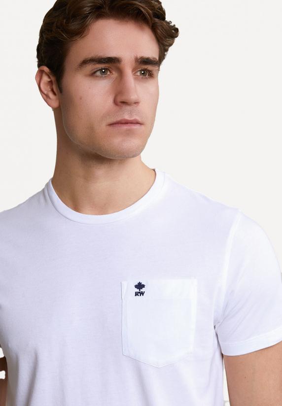 River Woods Custom Fit Pima Katoen T-shirt Borstzak Hamptons Blue Mix