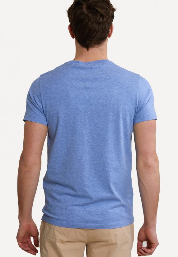 River Woods Custom Fit Pima Katoen T-shirt Borstzak Lt Hamptons Blue Mix