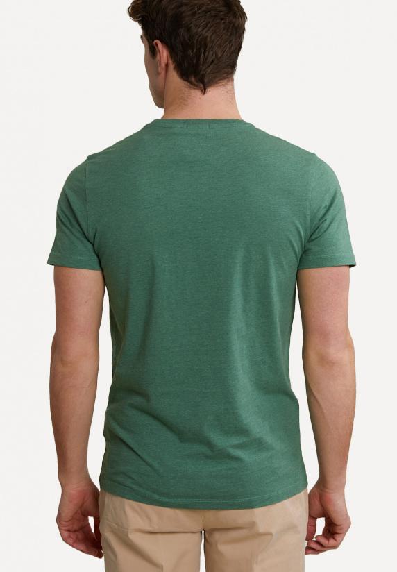 River Woods Custom Fit Pima Katoen T-shirt Borstzak Lt Island Green Mix