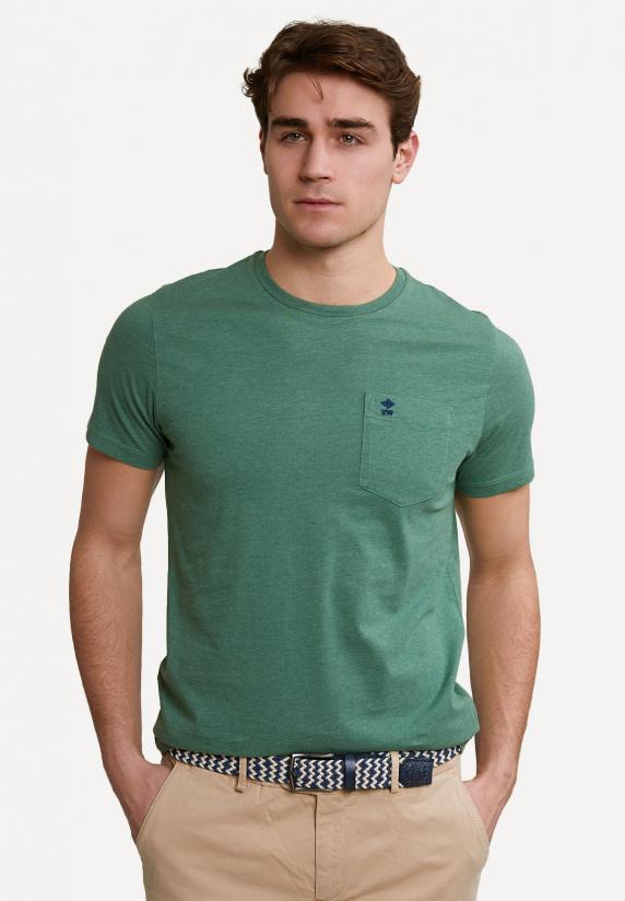 river woods Custom fit pima katoen T-shirt borstzak lt island green mix