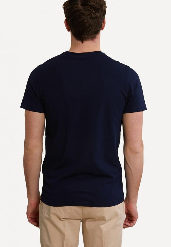 River Woods Custom Fit Pima Katoen T-shirt Borstzak Navy