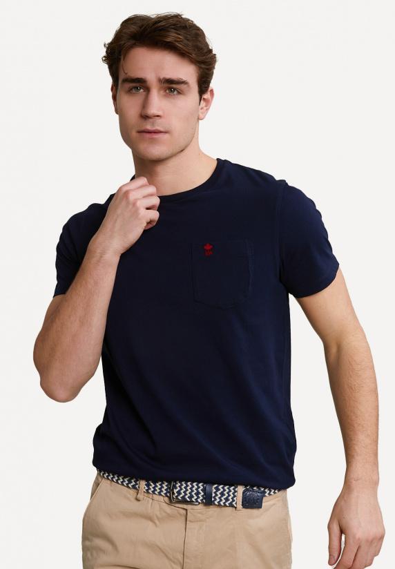 river woods Custom fit pima katoen T-shirt borstzak navy