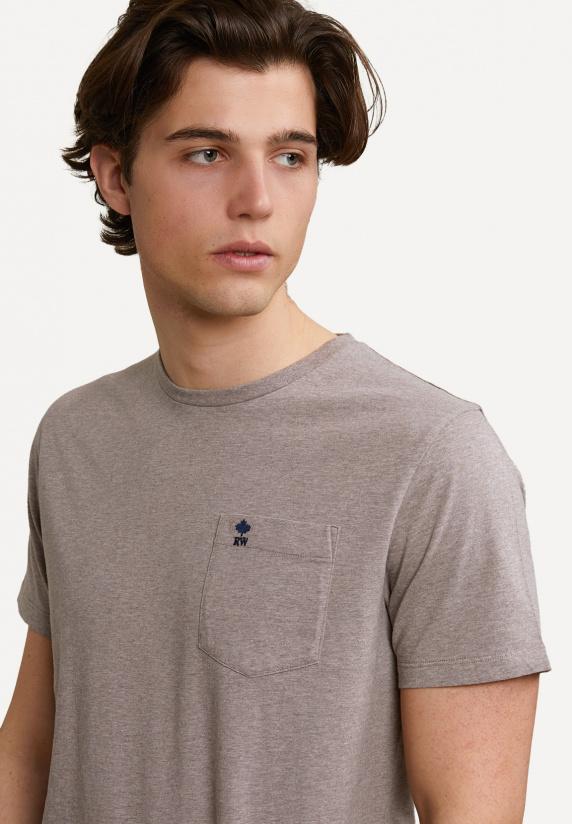 River Woods Custom Fit Pima Katoen T-shirt Borstzak Old Wood Mix