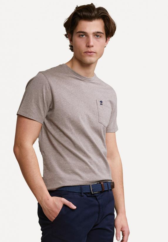 river woods Custom fit pima katoen T-shirt borstzak old wood mix