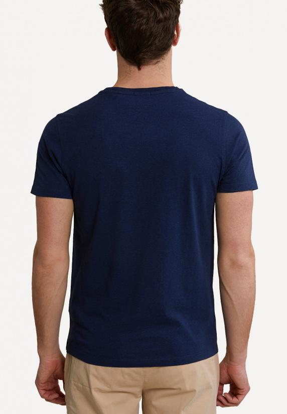 River Woods Custom Fit Pima Katoen T-shirt Borstzak Oxford Blue Mix