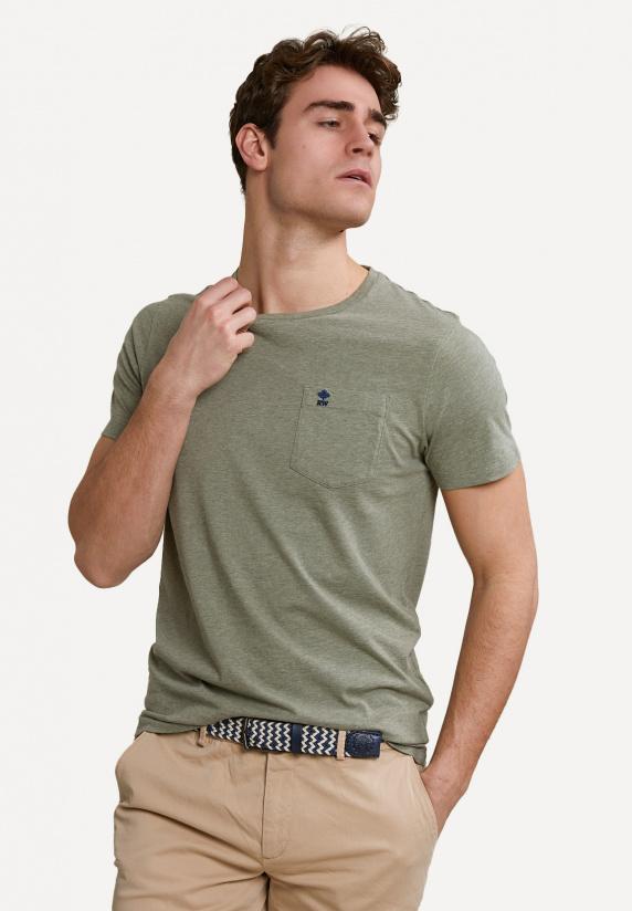 river woods Custom fit pima katoen T-shirt borstzak safari mix