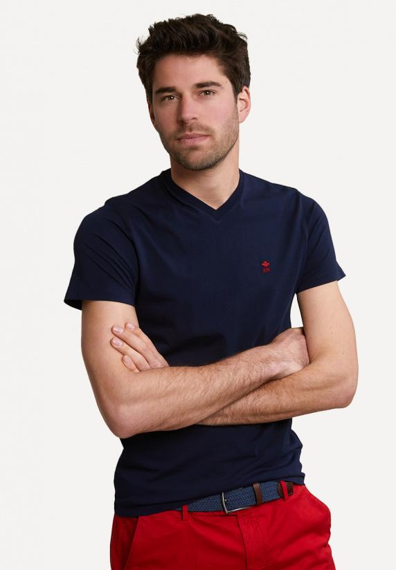 river woods Custom fit pima katoen T-shirt borstzak wit