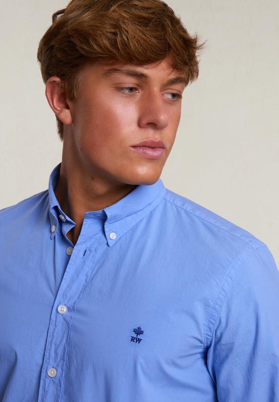 River Woods Custom Fit Popeline Hemd Lt Caribbean Blue