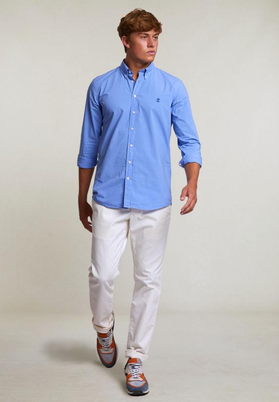 River Woods Custom Fit Popeline Hemd Lt Caribbean Blue