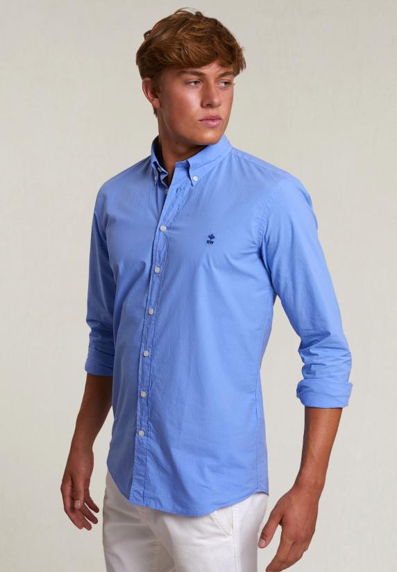 river woods Custom fit popeline hemd lt caribbean blue