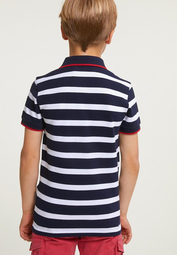 River Woods Custom Fit Sportieve Gestreepte Polo Navy