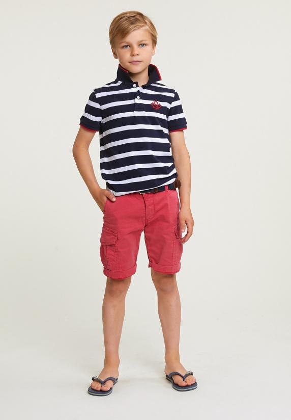 River Woods Custom Fit Sportieve Gestreepte Polo Navy