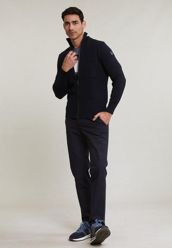 River Woods Custom Fit Sportieve Gestreepte T-shirt Navy