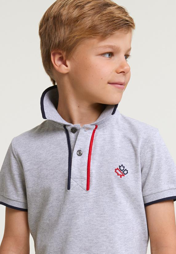 River Woods Custom Fit Sportieve Stretch Polo Light Grey