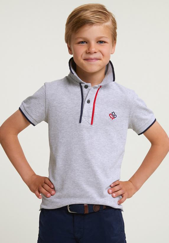 river woods Custom fit sportieve stretch polo light grey