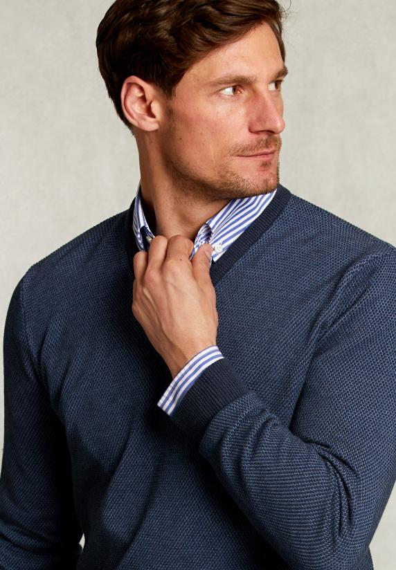 River Woods Custom Fit V-hals Trui Dark Mombasa Mix