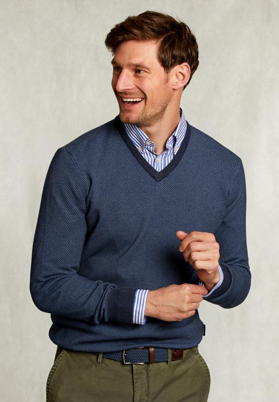 river woods Custom fit V-hals trui dark mombasa mix