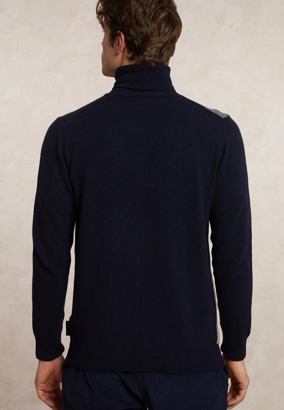 River Woods Custom Fit Wol-kasjmier Argyle Rolkraagtrui Navy