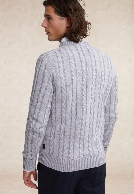 River Woods Custom Fit Wol-kasjmier Kabeltrui Lt Grey Mix