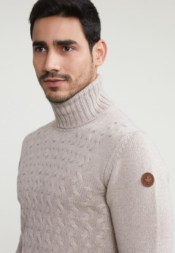 River Woods Custom Fit Wol-kasjmier Rolkraag Trui Klipspringer Mix