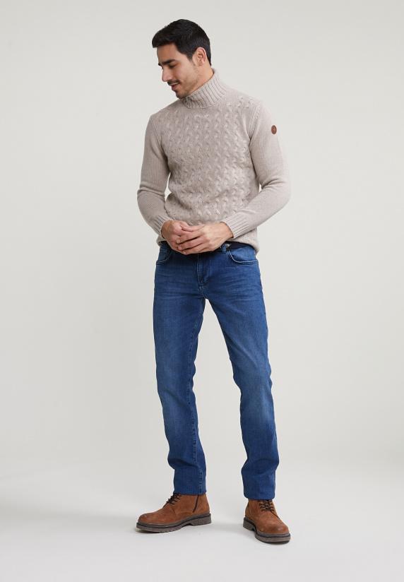 River Woods Custom Fit Wol-kasjmier Rolkraag Trui Klipspringer Mix