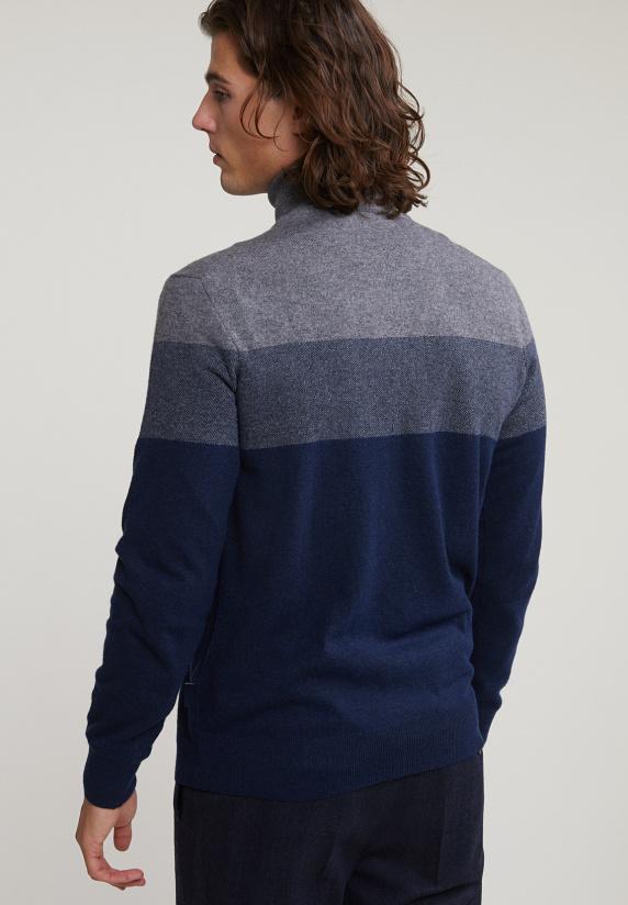 River Woods Custom Fit Wol-kasjmier Rolkraag Trui Oxford Mix