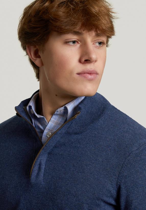 River Woods Custom Fit Wol-kasjmier Trui Dk Denim Mix