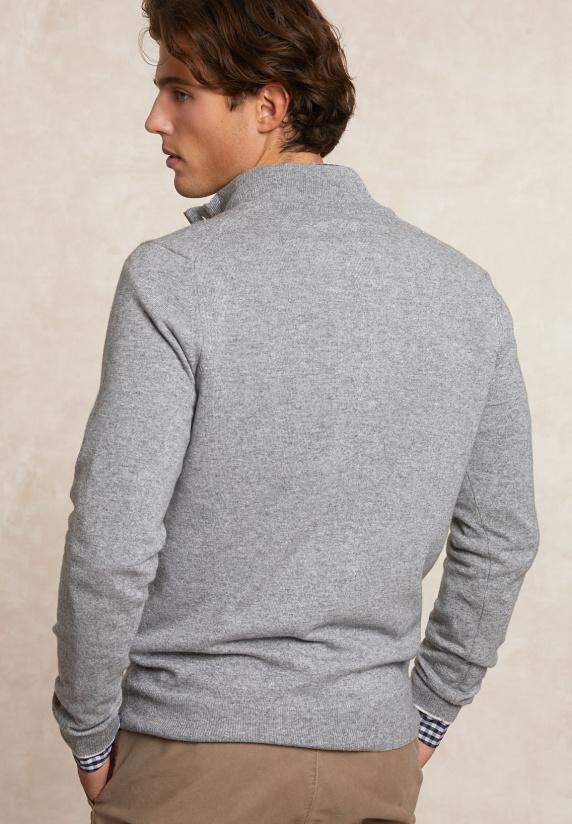 River Woods Custom Fit Wol-kasjmier Trui Opstaande Kraag Inox Mix