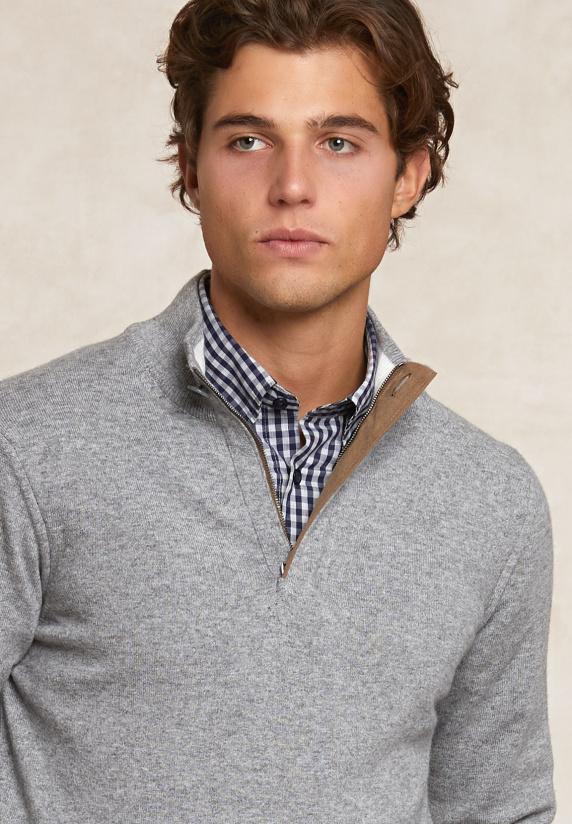 River Woods Custom Fit Wol-kasjmier Trui Opstaande Kraag Inox Mix