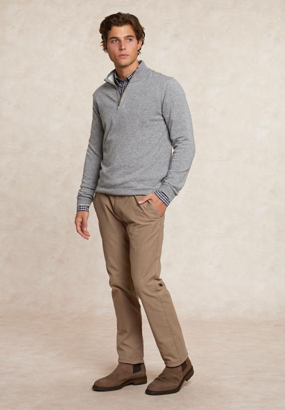 River Woods Custom Fit Wol-kasjmier Trui Opstaande Kraag Inox Mix