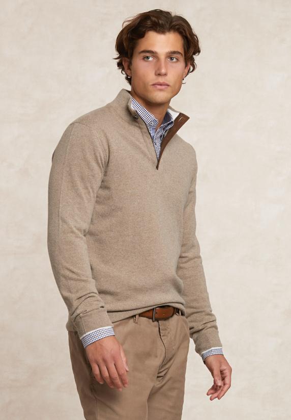 river woods Custom fit wol-kasjmier trui opstaande kraag seal