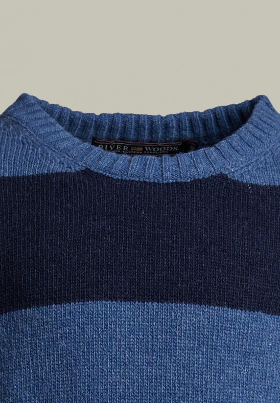 River Woods Custom Fit Wollen Gestreepte Trui Denim Mix