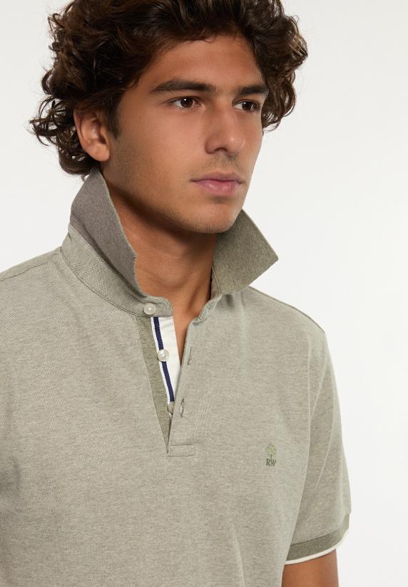 River Woods Custom Fit Zijdeachtige Fancy Piqué Polo Jade Mix