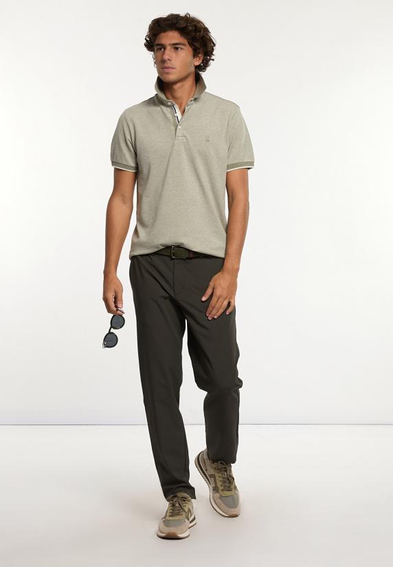 River Woods Custom Fit Zijdeachtige Fancy Piqué Polo Jade Mix