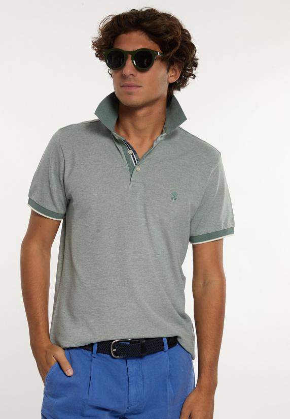 river woods Custom fit zijdeachtige fancy piqué polo opal green mix