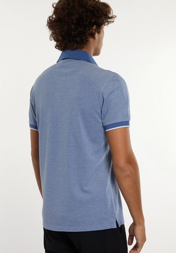 River Woods Custom Fit Zijdeachtige Fancy Piqué Polo Persian Blue Mix