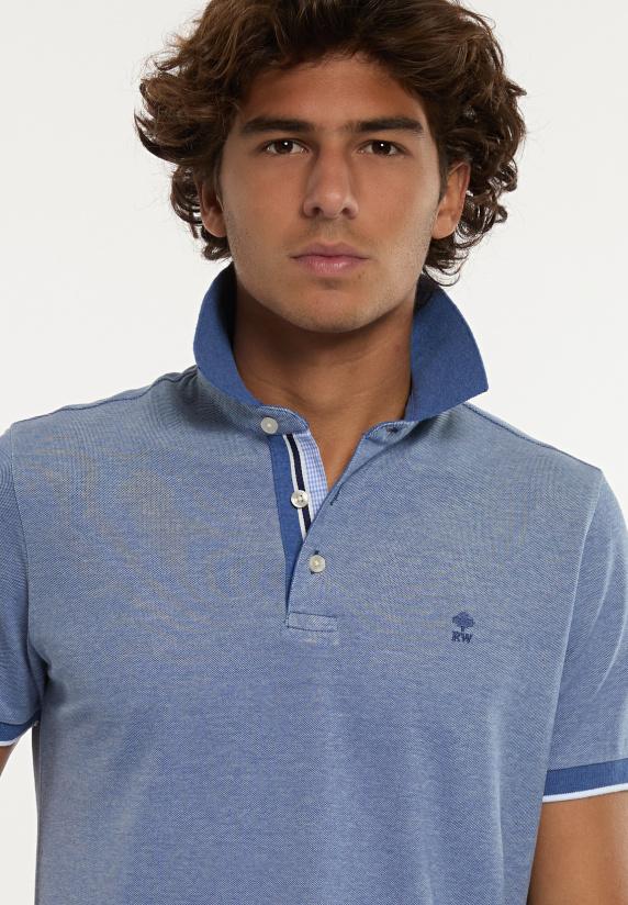 River Woods Custom Fit Zijdeachtige Fancy Piqué Polo Persian Blue Mix