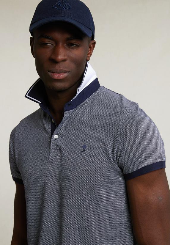 River Woods Custom Fit Zijdeachtige Jacquard Polo Navy