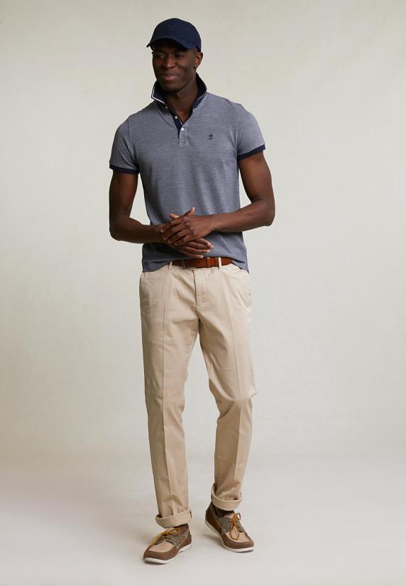 River Woods Custom Fit Zijdeachtige Jacquard Polo Navy