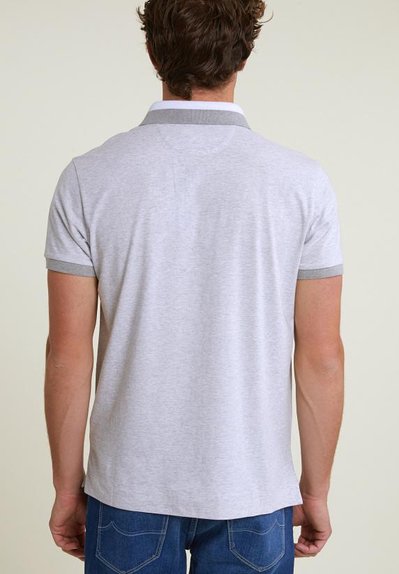 River Woods Custom Fit Zijdeachtige Katoenen Polo Grey Mix