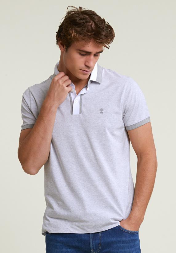 river woods Custom fit zijdeachtige katoenen polo grey mix