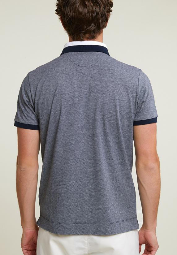 River Woods Custom Fit Zijdeachtige Katoenen Polo Navy