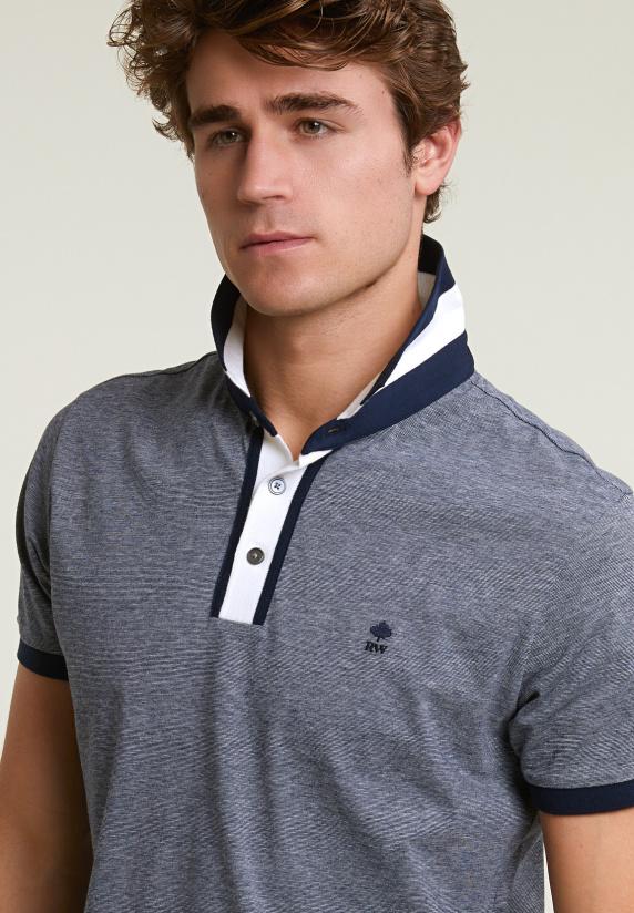 River Woods Custom Fit Zijdeachtige Katoenen Polo Navy
